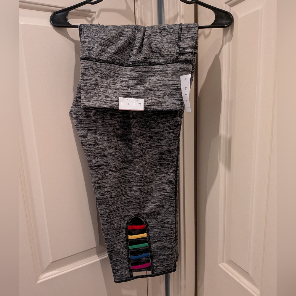 Livi Active Gray Capris with Rainbow Accent